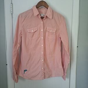 Cutter&Buck Miami Dolphins Long Sleeve Button Up Women's Shirt Orange White NFL